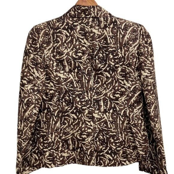 Kasper Pure Silk 2-Piece Blazer  Camisole Brown Black Cream Abstract Size US 8 - Picture 8 of 16